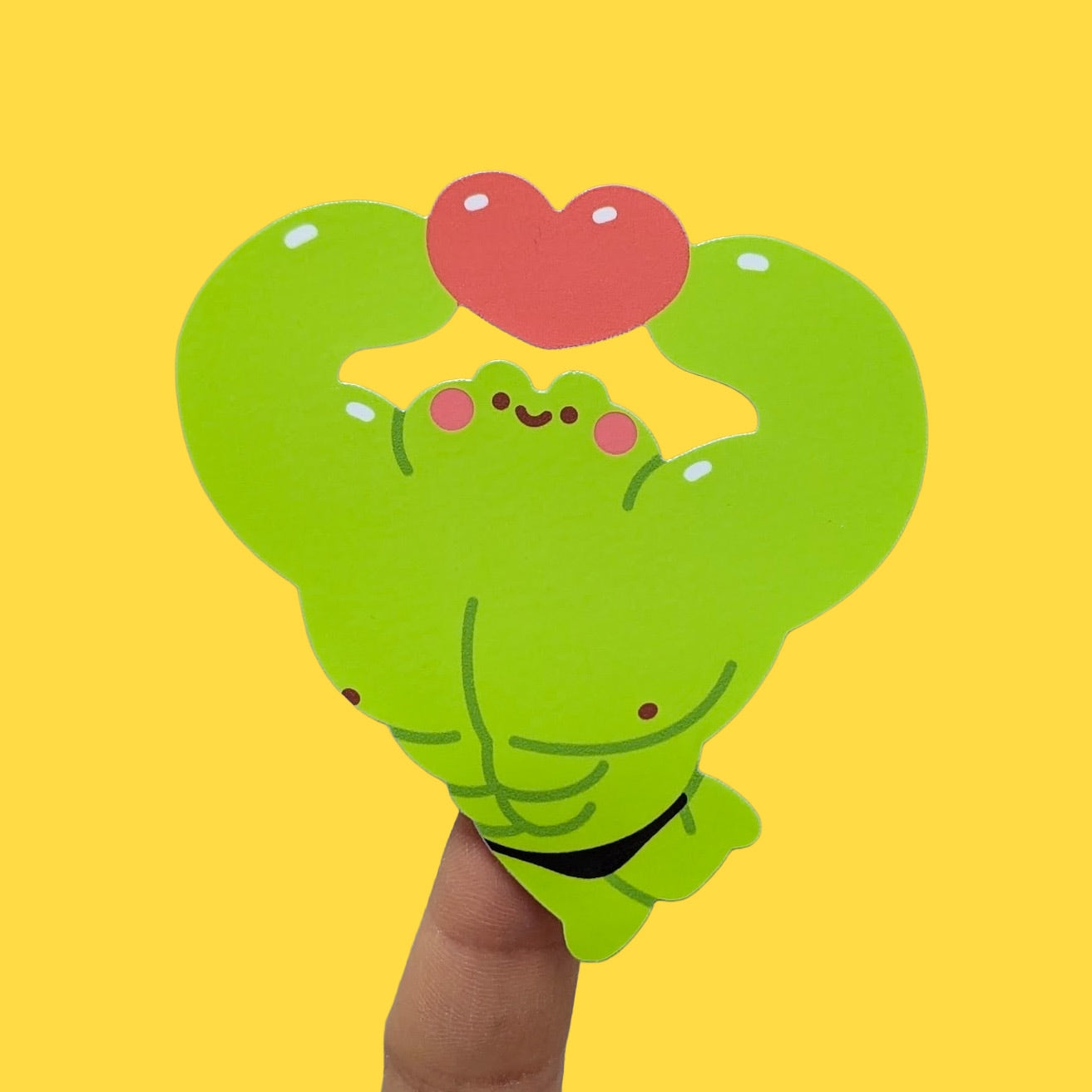 buff frog heart sticker