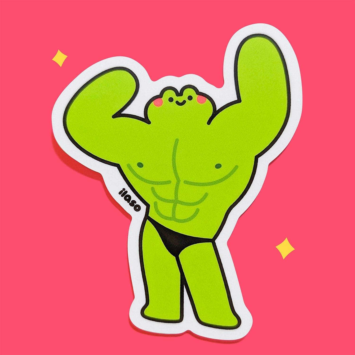 buff frog pose stickers