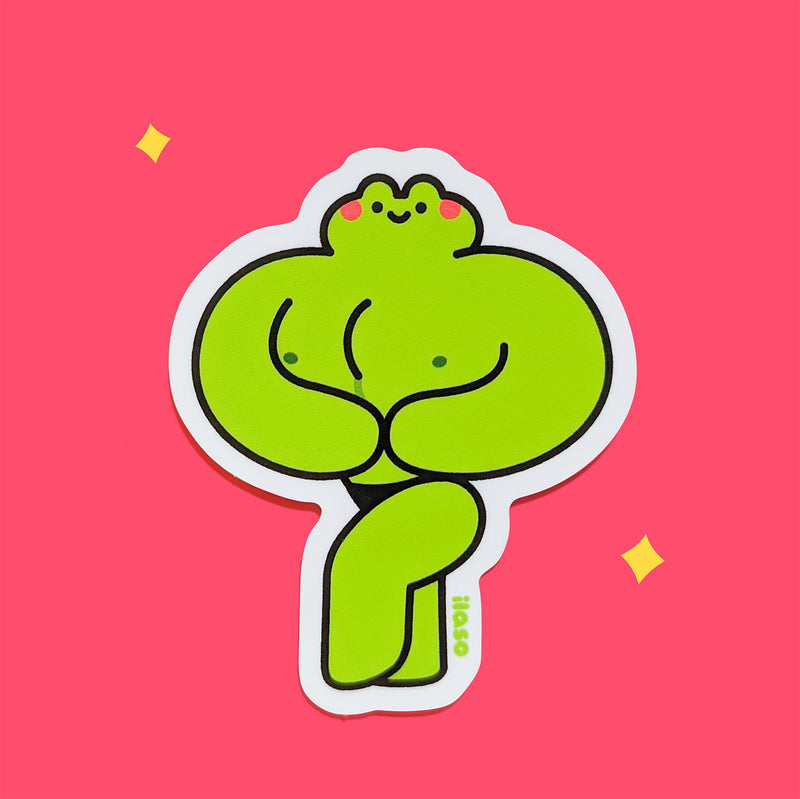 buff frog pose stickers