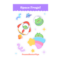 Space frogs! sticker sheet by PeanutButterPigs