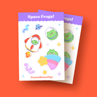 Space frogs! sticker sheet by PeanutButterPigs