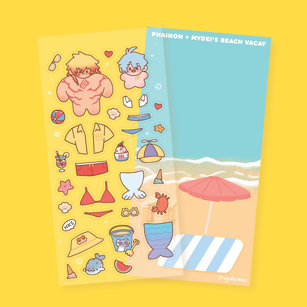 Phaidei beach vacay – dress-up sticker sheet