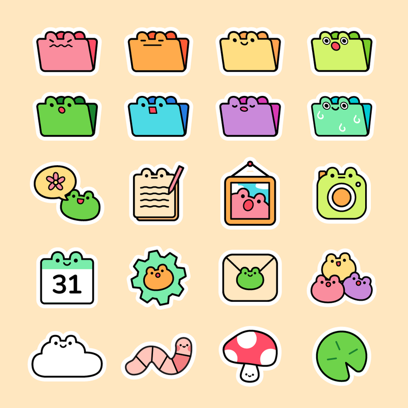 33 froggy icons for your digital home